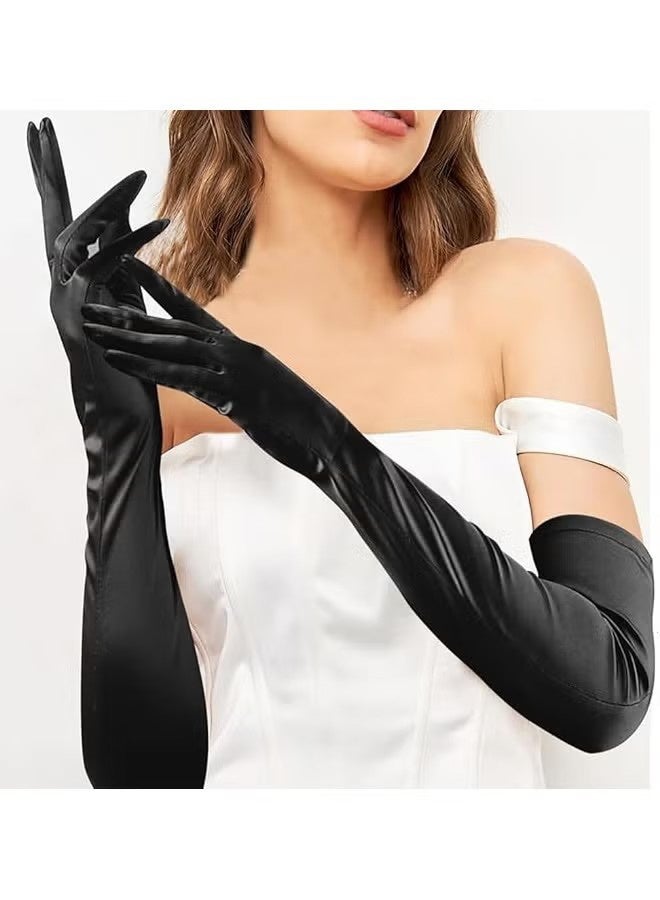 واي جيه قفازات فساتين الحفلات الطويلة من الأوبرا ساتان لحفلات الشاي والزفاف للبالغين - Image 3